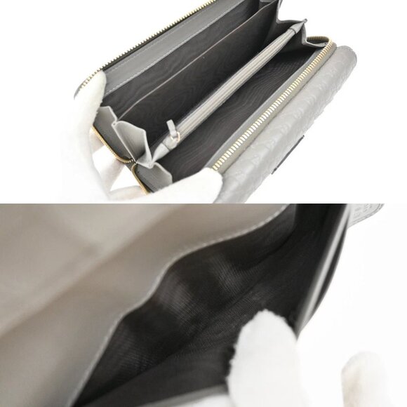 GUCCI Micro Guccissima GG Pattern Long Zipper Wallet Leather Gray Gold 69EF697 - Picture 10 of 12